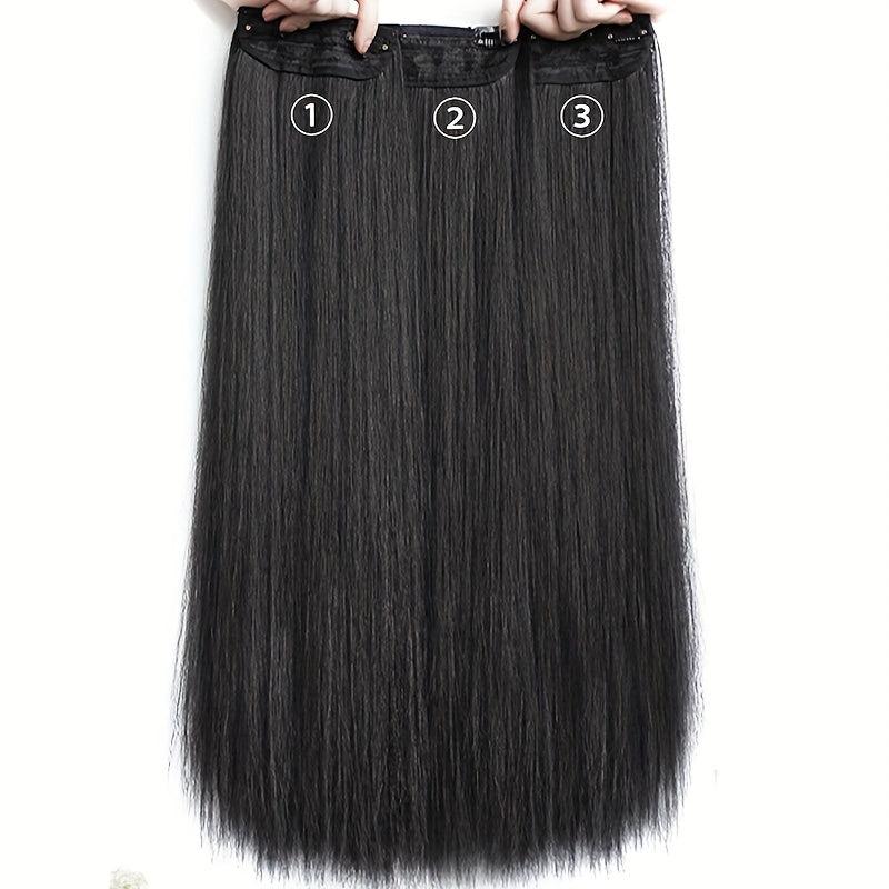 Long Straight Clip In Hair Pieces Synthetic Hair Extensions For Women
