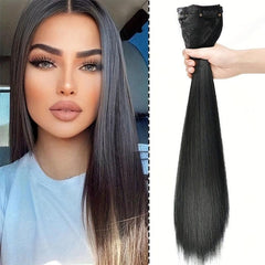 Long Straight Clip In Hair Pieces Synthetic Hair Extensions For Women
