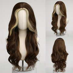 71 12 Cm Synthetic Wig Women's Wig Gradient Brown Stunk Striped Wig