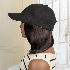 Synthetic Bob Straight Short Wigs With Hat For Women