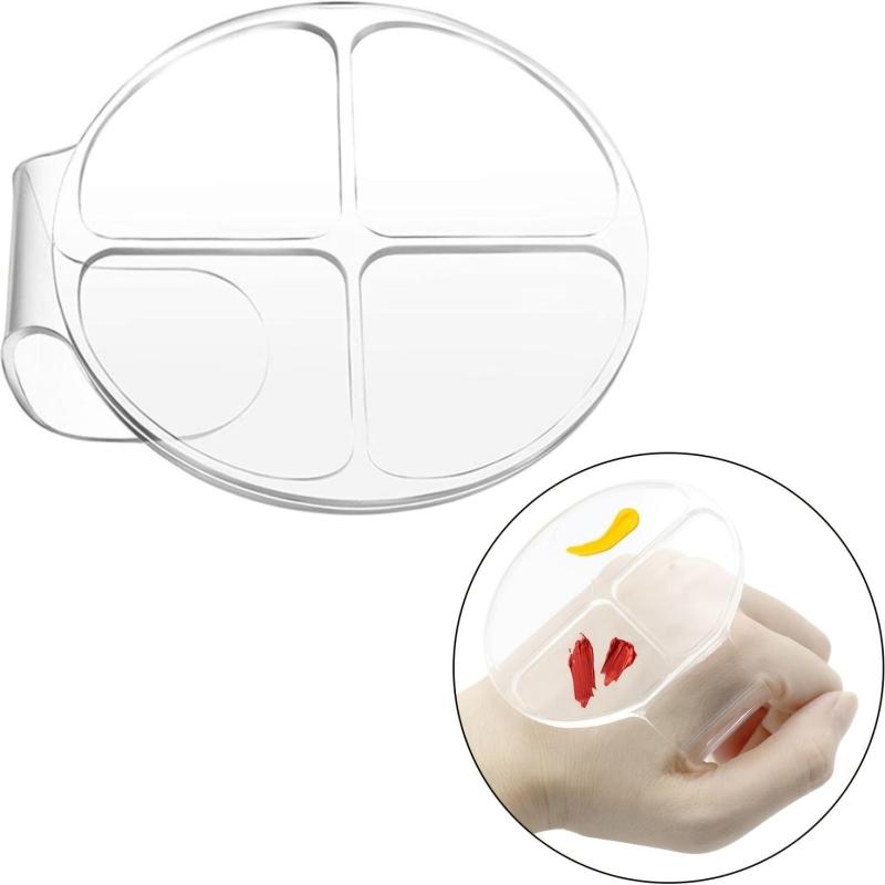 Hand Makeup Mixing Palette Clear Manicure Palette 4 Grids & Round
