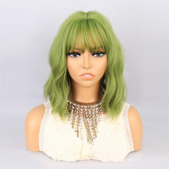 Green Wavy Hair Wig with Bangs for All Occasions