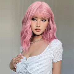 Green Wavy Hair Wig with Bangs for All Occasions