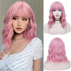Green Wavy Hair Wig with Bangs for All Occasions