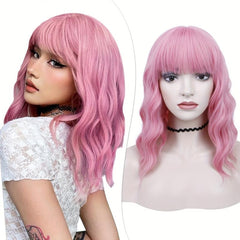 Green Wavy Hair Wig with Bangs for All Occasions