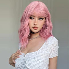 Green Wavy Hair Wig with Bangs for All Occasions