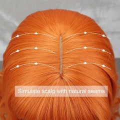 66 cm Orange Straight Hair Wig with Bangs for Party Halloween Use