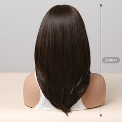 55 88 Cm Long Brown Straight Hair Wigs For Women Synthetic Hair Replacement Wigs