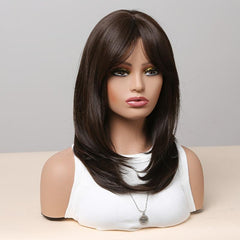 55 88 Cm Long Brown Straight Hair Wigs For Women Synthetic Hair Replacement Wigs
