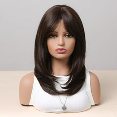 55 88 Cm Long Brown Straight Hair Wigs For Women Synthetic Hair Replacement Wigs