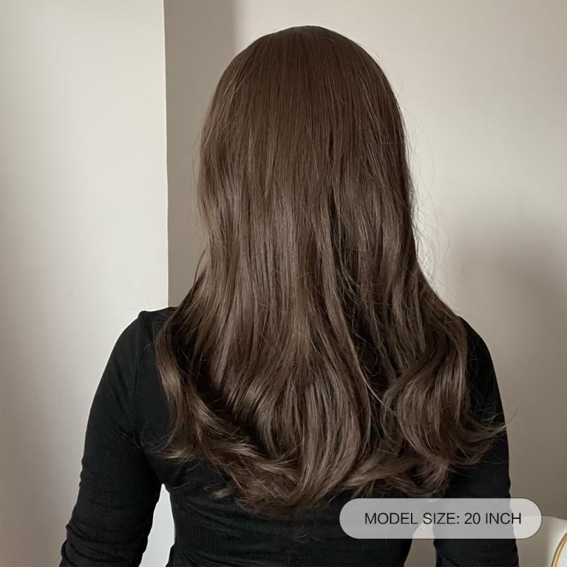 Ombre Brown Bob Wig With Bangs 20 Inch Wavy Synthetic Wig