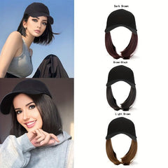 Short Straight Bob Cut Wig Highlight Synthetic Wig