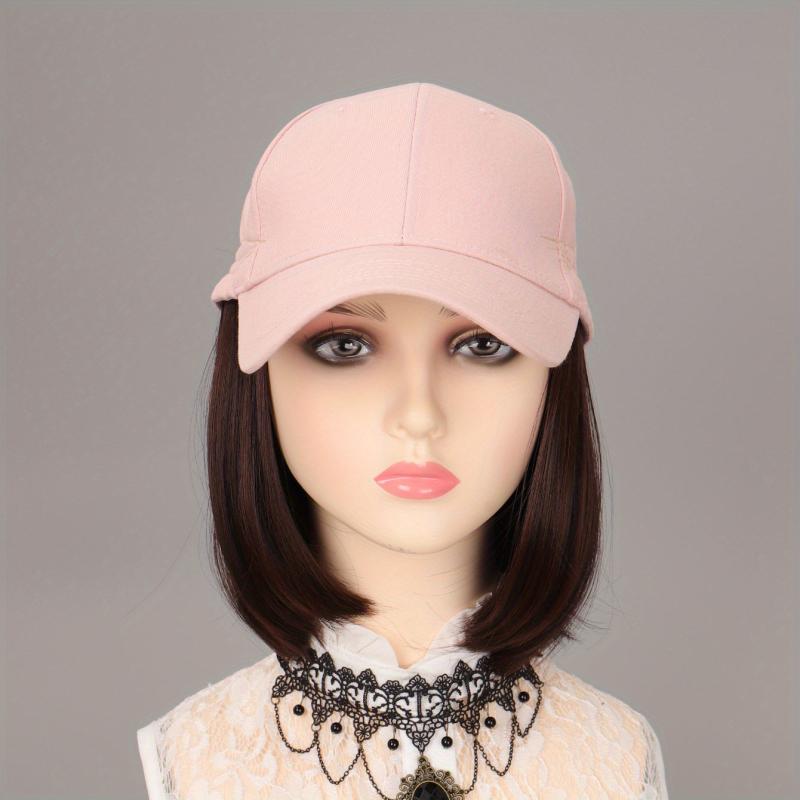 Pink Straight Bob Cap Wig Shaved Face Combed Cap Short Hair