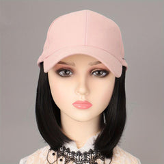 Pink Straight Bob Cap Wig Shaved Face Combed Cap Short Hair