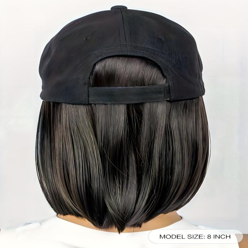 32cm Short BOB Wig Cap with Baseball Cap for Women Girls