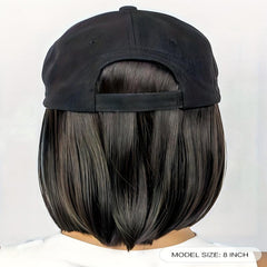 32cm Short BOB Wig Cap with Baseball Cap for Women Girls
