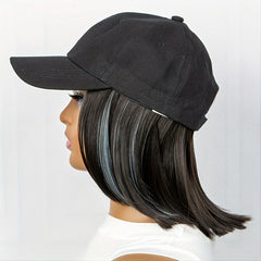 32cm Short BOB Wig Cap with Baseball Cap for Women Girls