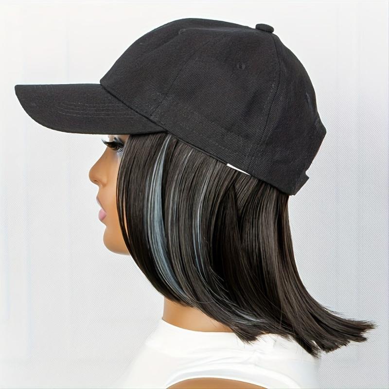 32cm Short BOB Wig Cap with Baseball Cap for Women Girls