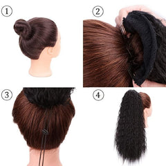 Long Curly Straight Drawstring Ponytail For Women