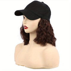 Short Water Wave Hair Wig With Baseball Cap 35-56cm