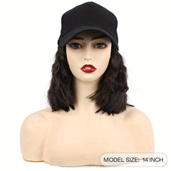 Short Water Wave Hair Wig With Baseball Cap 35-56cm