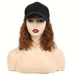 Short Water Wave Hair Wig With Baseball Cap 35-56cm
