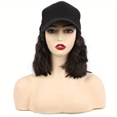 Short Water Wave Hair Wig With Baseball Cap 35-56cm