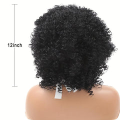 Short Afro Curly Wigs With Bangs Synthetic Hair for Halloween Cosplay Daily Wear