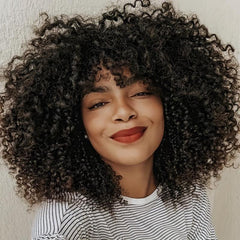 Short Afro Curly Wigs With Bangs Synthetic Hair for Halloween Cosplay Daily Wear