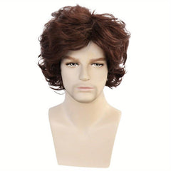 25 4 Cm Colorful Short Curly Hair Wigs For Men Cosplay Synthetic Fiber Wigs