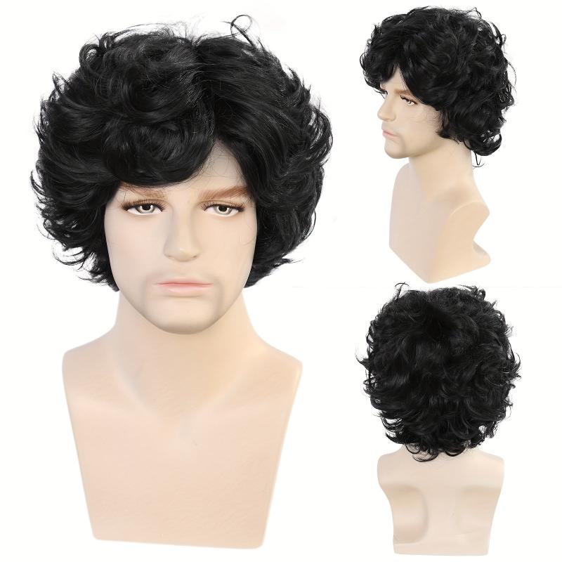 25 4 Cm Colorful Short Curly Hair Wigs For Men Cosplay Synthetic Fiber Wigs