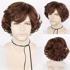 25 4 Cm Colorful Short Curly Hair Wigs For Men Cosplay Synthetic Fiber Wigs