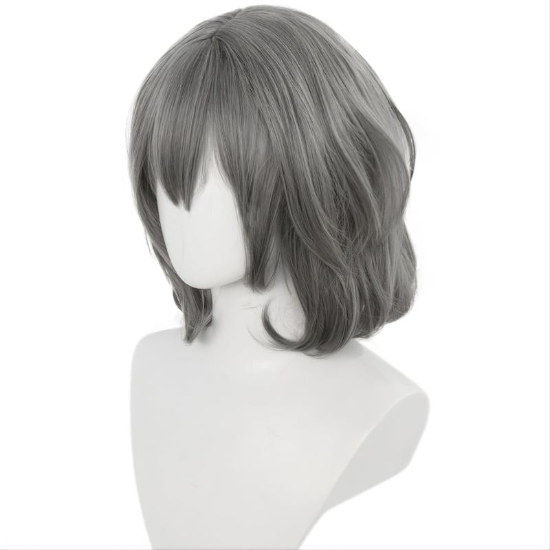 Grey Bob Wig Wavy Wig With Bangs Cosplay Wig Costume Halloween Party Wig Cap