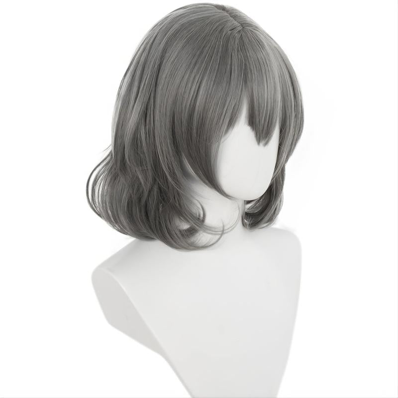 Grey Bob Wig Wavy Wig With Bangs Cosplay Wig Costume Halloween Party Wig Cap