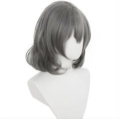 Grey Bob Wig Wavy Wig With Bangs Cosplay Wig Costume Halloween Party Wig Cap