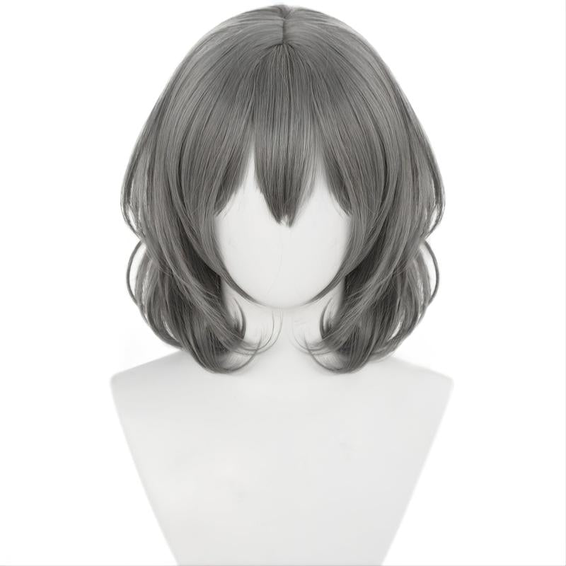 Grey Bob Wig Wavy Wig With Bangs Cosplay Wig Costume Halloween Party Wig Cap
