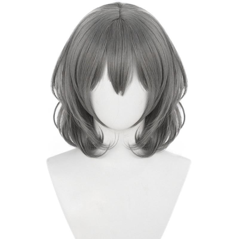 Grey Bob Wig Wavy Wig With Bangs Cosplay Wig Costume Halloween Party Wig Cap