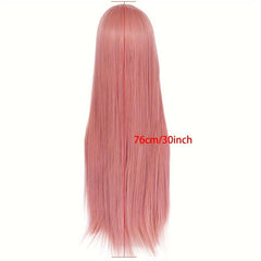 Long Pink Straight Synthetic Cosplay Wig For Halloween
