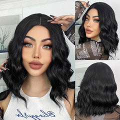 Gray Short Bob Synthetic Water Wave Wig