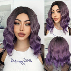 Gray Short Bob Synthetic Water Wave Wig