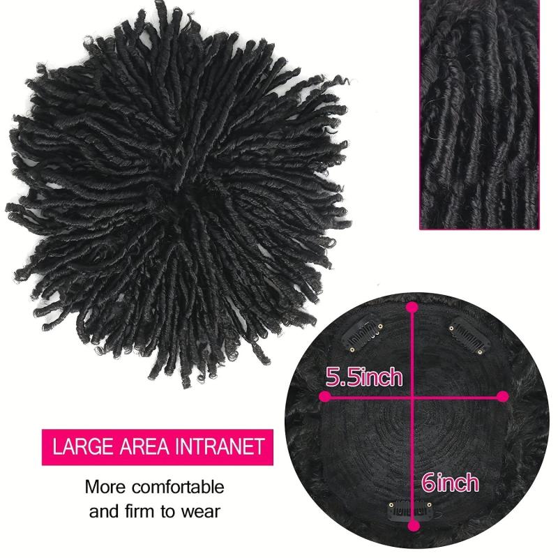 24 cm Dreadlock Hair Topper Clip In Synthetic Faux Locs Braided Hair Half Wigs