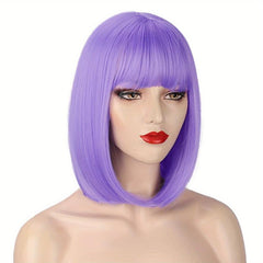 Short Bob Wigs With Bangs 30 48 Cm Colorful Synthetic Hair Wigs For Women Girls