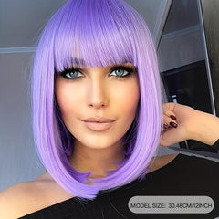 Short Bob Wigs With Bangs 30 48 Cm Colorful Synthetic Hair Wigs For Women Girls