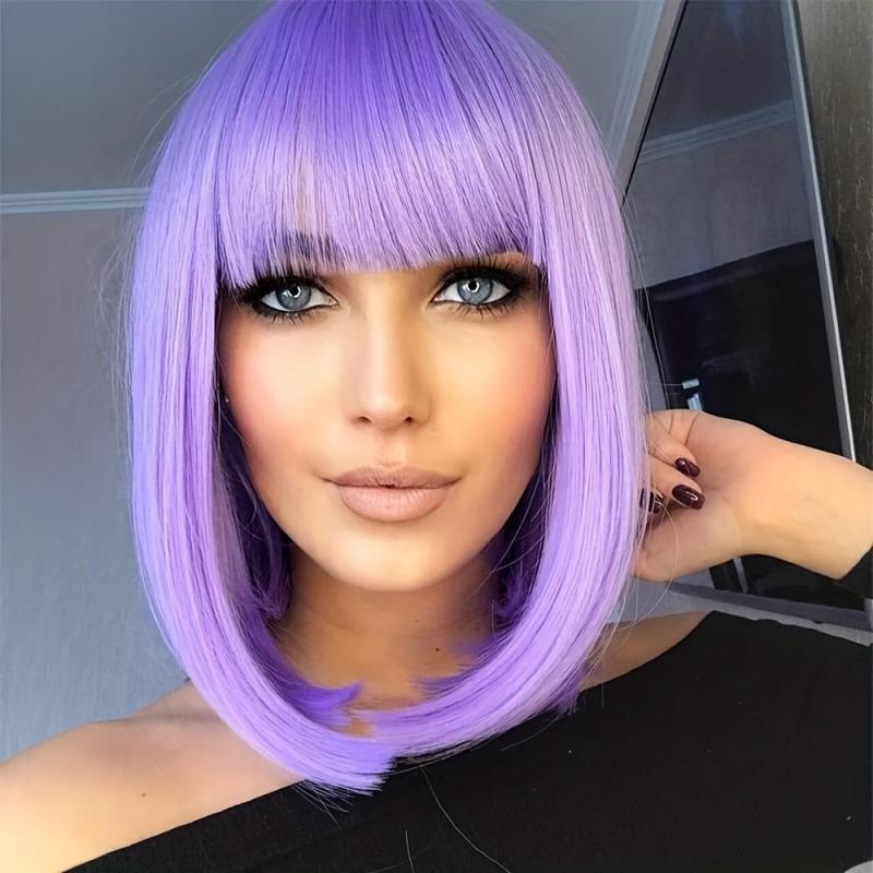 Short Bob Wigs With Bangs 30 48 Cm Colorful Synthetic Hair Wigs For Women Girls