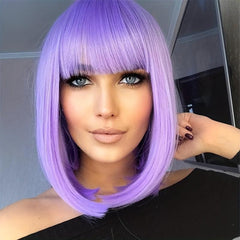 Short Bob Wigs With Bangs 30 48 Cm Colorful Synthetic Hair Wigs For Women Girls