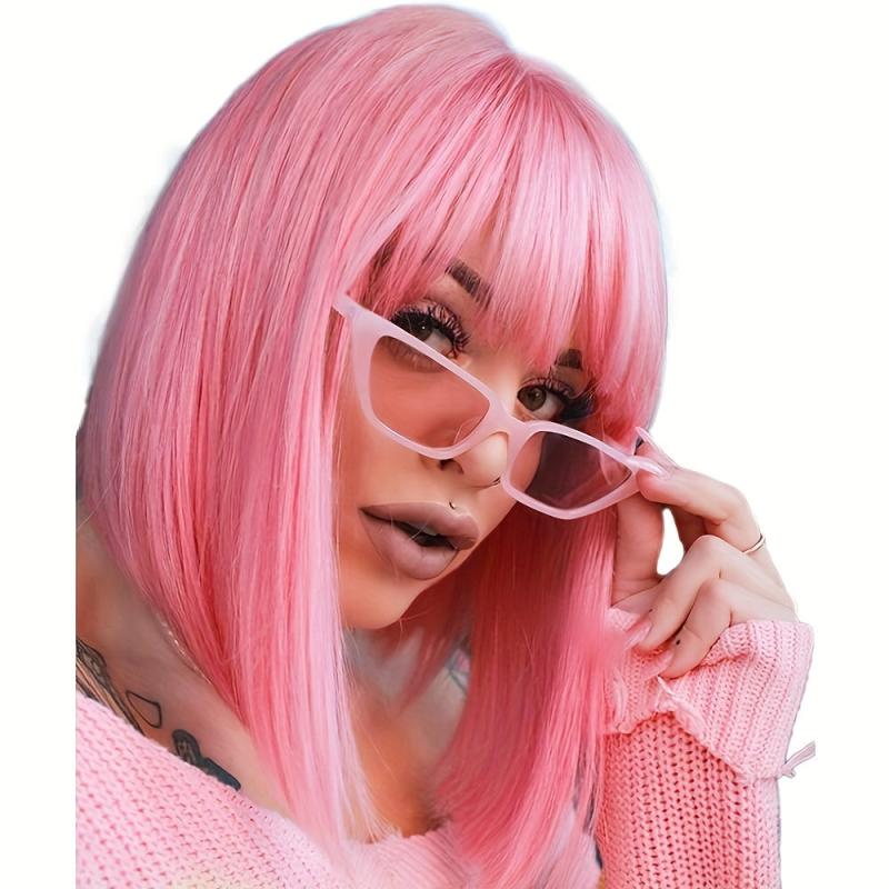 Short Bob Wigs With Bangs 30 48 Cm Colorful Synthetic Hair Wigs For Women Girls