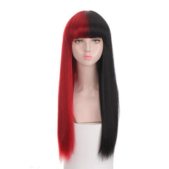 Long Straight Double Hair Wigs With Bangs Multicolor