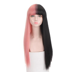 Long Straight Double Hair Wigs With Bangs Multicolor