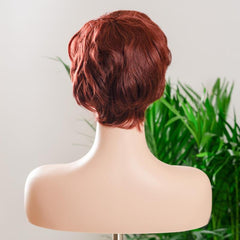 Burgundy Short Curly Fluffy Wig Synthetic Wig For Women Daily Party