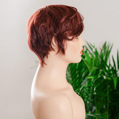 Burgundy Short Curly Fluffy Wig Synthetic Wig For Women Daily Party